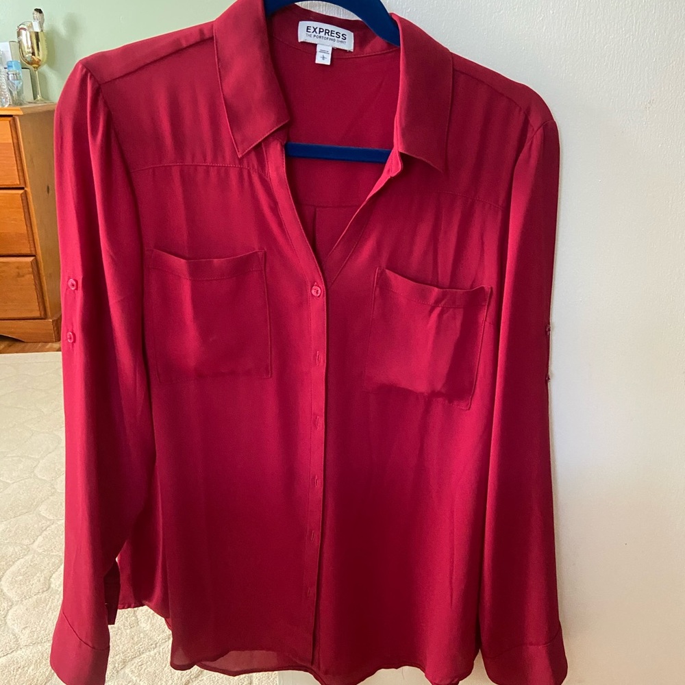 Express Red Button down.